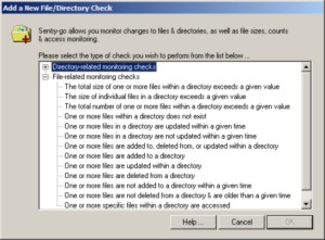 The Wizard helps you select the check you wish to configure. Directory & file specific checks can be created; file checks can refer to all files, or specific masks as required