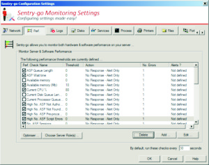 Monitoring settings are split into logical groups. Here we're listing performance monitoring options