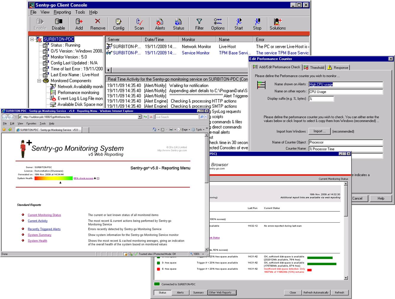 Click to view Sentry-go Quick IIS Web Monitor 6.2 screenshot
